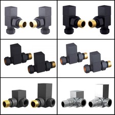 Square Angled Straight Corner Radiator Valves Towel Rail Rad Pair Manual 15mm