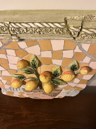 VTG Mosaic Furniture 15” Yellow Lemon Tree Italian Style Hanging Wall Art Plaque - Picture 5 of 13