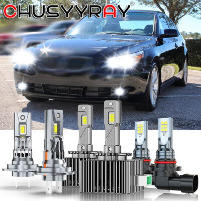 6Pcs Combo H7+D1S+9006 LED HID Headlight Bulbs Fog light FOR 2006-2007 BMW 550i