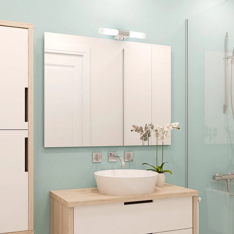 LED Bad Spiegelleuchte Wandlampe Badezimmer Lampe Metall Glas E14 mit Steckdose - Bild 2 von 4