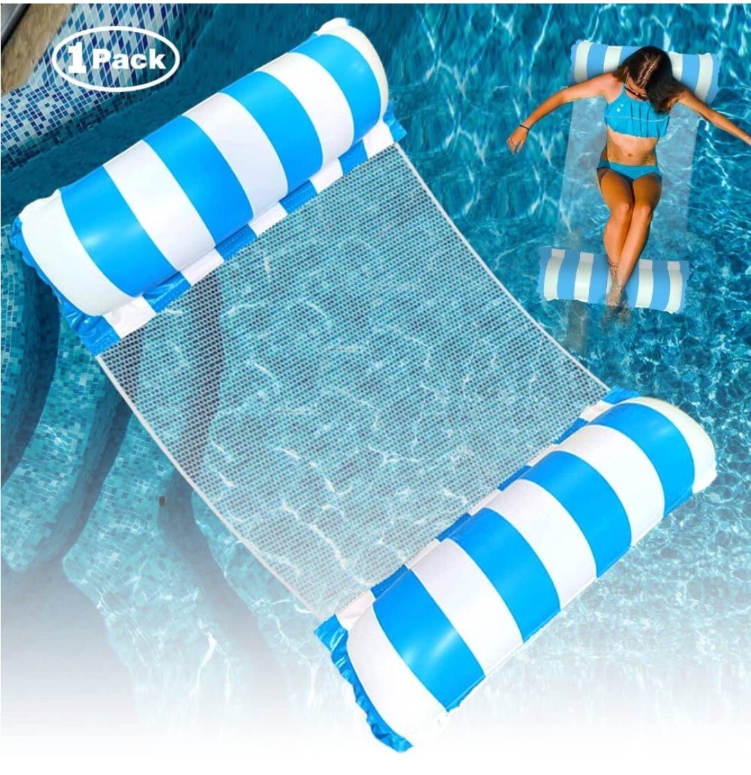 4-in-1 Inflatable Water Hammock, Portable Floating Lounger for