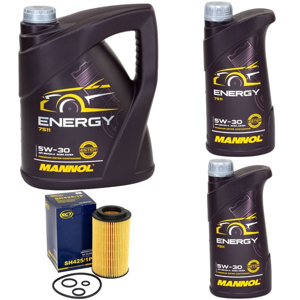 MotoröL Set Mannol Energy 5W-30 7 Liter + ÖLfilter FüR Chrysler Mercedes Opel-image
