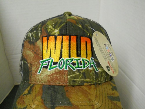 Wild Florida Green Camouflage Mesh Back Embroidered Baseball Hat Adjustable - Picture 2 of 5