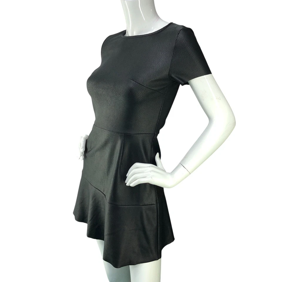 Vestido Rosie Harlow para mujer talla XS cuello redondo imitación cuero vegano elástico negro Foto 4 de 4