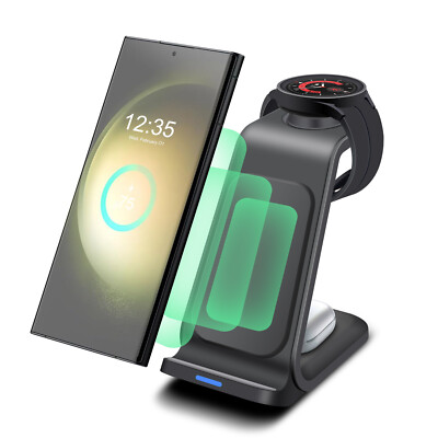 3in1 Fast Wireless Charger Dock Station For Samsung Galaxy S25