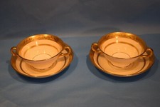 SET 2 TIFFANY  CO. CUP  SAUCER GOLD Encrusted CHINA VINTAGE Mintons soup set