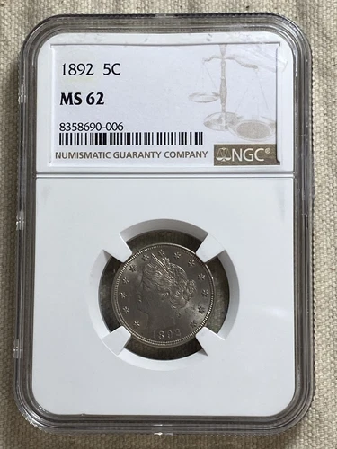 1892 Liberty V-Nickel NGC MS62 Nice Look Uncirculated Example