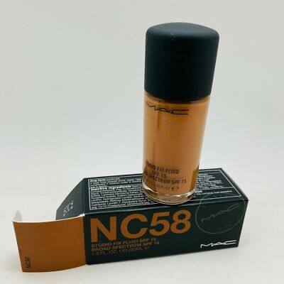 MAC Studio Fix Fluid SPF 15 Shade NC58 Full Size 1 oz/ 30 ml 
