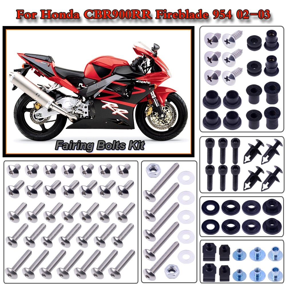 Complete Silver Stainless Fairing Install Bolt Kit for Honda CBR954RR 2002 2003