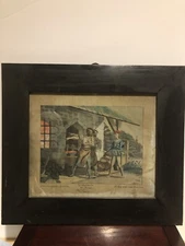Antique German Art Watercolor By Carl Rauber 19c