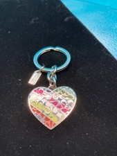 2237 Coach Key Ring with Multicolored Heart, Silver