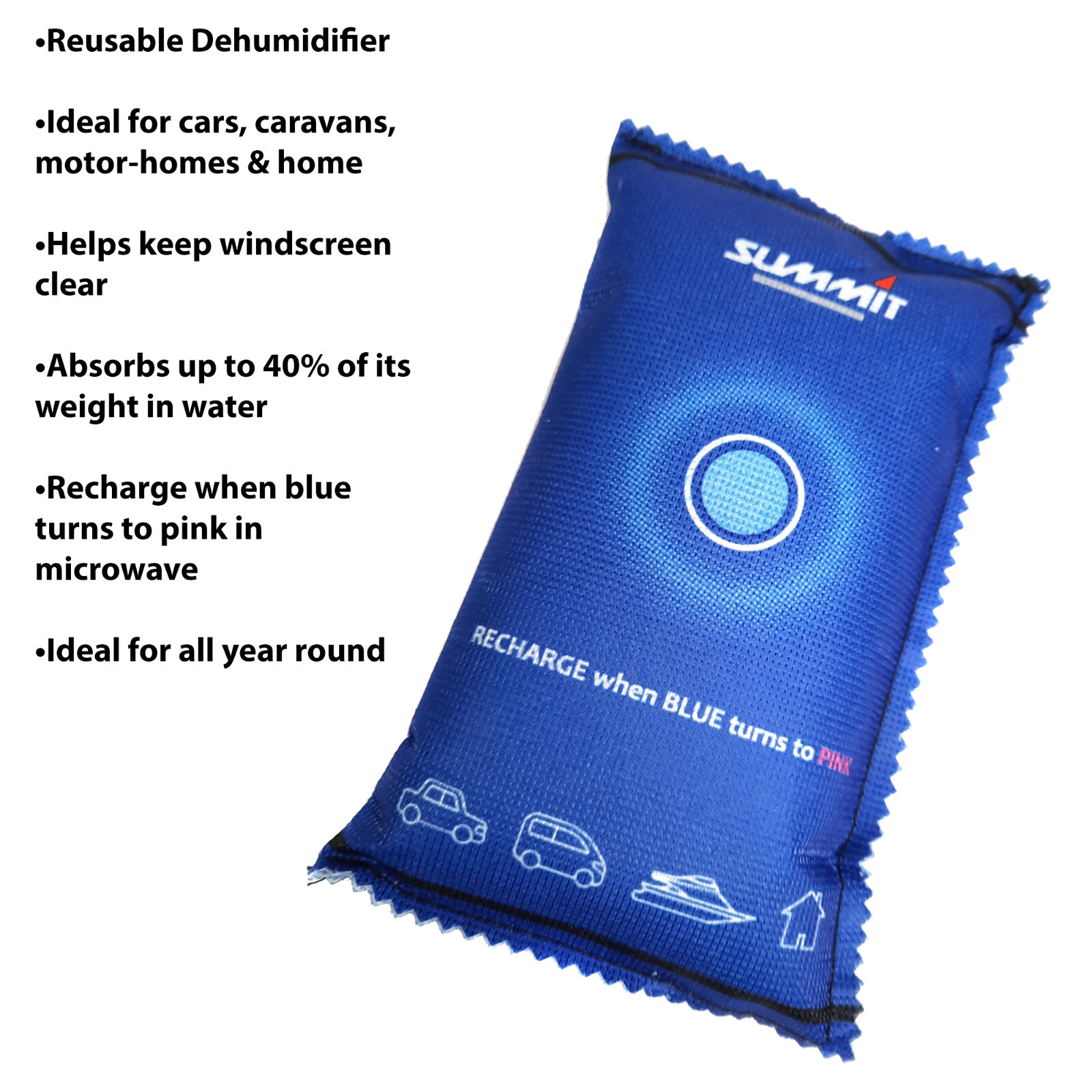 Reusable Car Dehumidifier Clear Windscreen Damp Moisture Absorbing Bag, Recharge