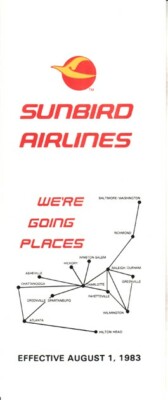 Sunbird Airlines timetable 1983/08/01