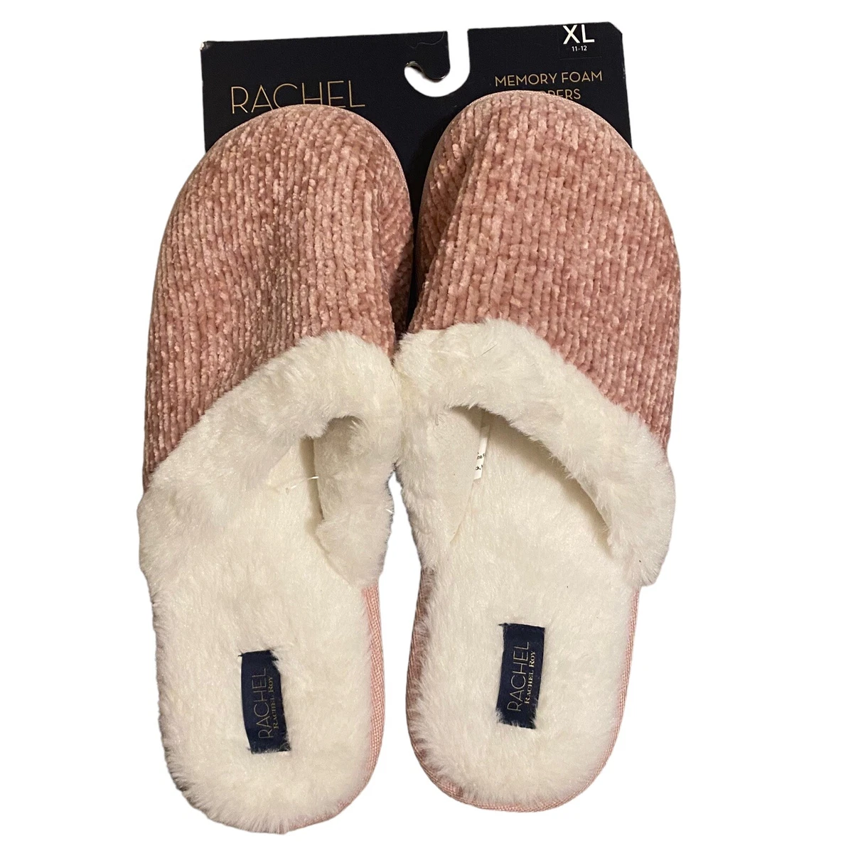 Rachel Rachel Roy Size 11 12 XL Memory Foam Slippers Pink FAUX FUR