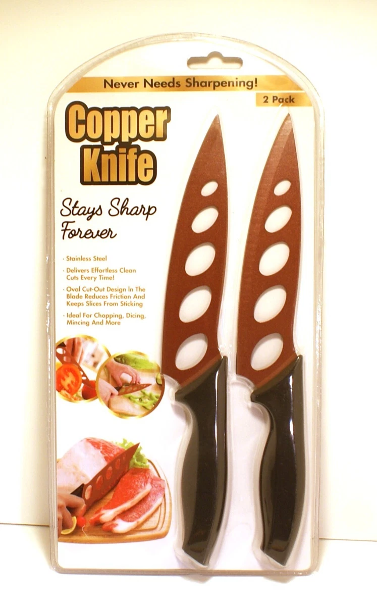 Copper Kitchen Knife Set - 2 Pack Stays Sharp Forever, Techno Brand