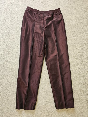 ALFANI Womens Petite Maroon Metallic 100% Silk Classic Pants & Blazer Suit Sz.8P - Picture 19 of 24
