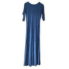Soft Surroundings Sloane Open Back Maxi Dress XS 3/4 Sleeve Jersey Knit