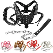 Spiked Studded Dog Collar Harness and Leash Set for Pitbulls Boxer Rottweiler