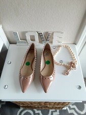 New Sam Edelman Circus Woman 7.5 Flats Patent Leather Tan Rivers Spikes