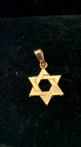 14K Gold "Star Of David" Necklace PendantCharm18mm x 10mm,Israel(FREEgftBx$3valu