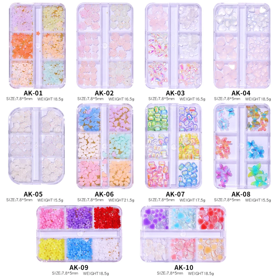 Mixed 3D Pearl Flowers Nail Decoration DIY Metal Beads Acrylic Nails Art Gem - Image 3 of 4