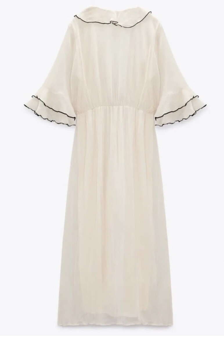 Zara New Women's Oyster White Ruffled Long Dress. Short Ruffle Sleeves. Size Med | eBay Zara New Women's Oyster White Ruffled Long Dress. Short Ruffle Sleeves. Size Med | eBay