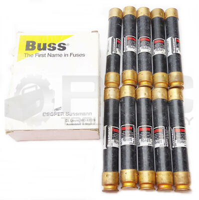 BOX OF 10 BUSSMANN FRS-R-8/10 FUSETRON DUAL ELEMENT TIME DELAY FUSES ...