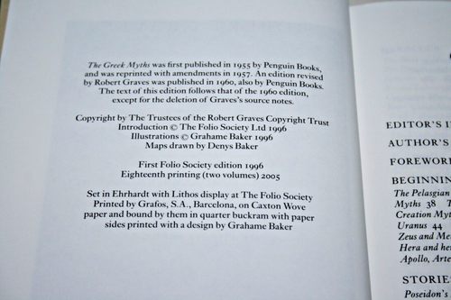 Folio Society GREEK MYTHS Vol I & II Robert Graves 2005 SLIPCASE MNT Out of Prnt - Picture 10 of 15