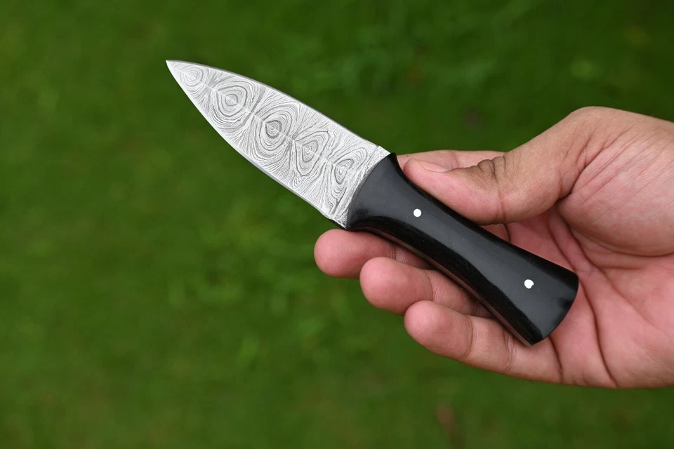 CUSTOM MADE HAND FORGED DAMASCUS STEEL EDC BOOT THROWING KNIFE W SHEATH 870 - Image 4 of 4