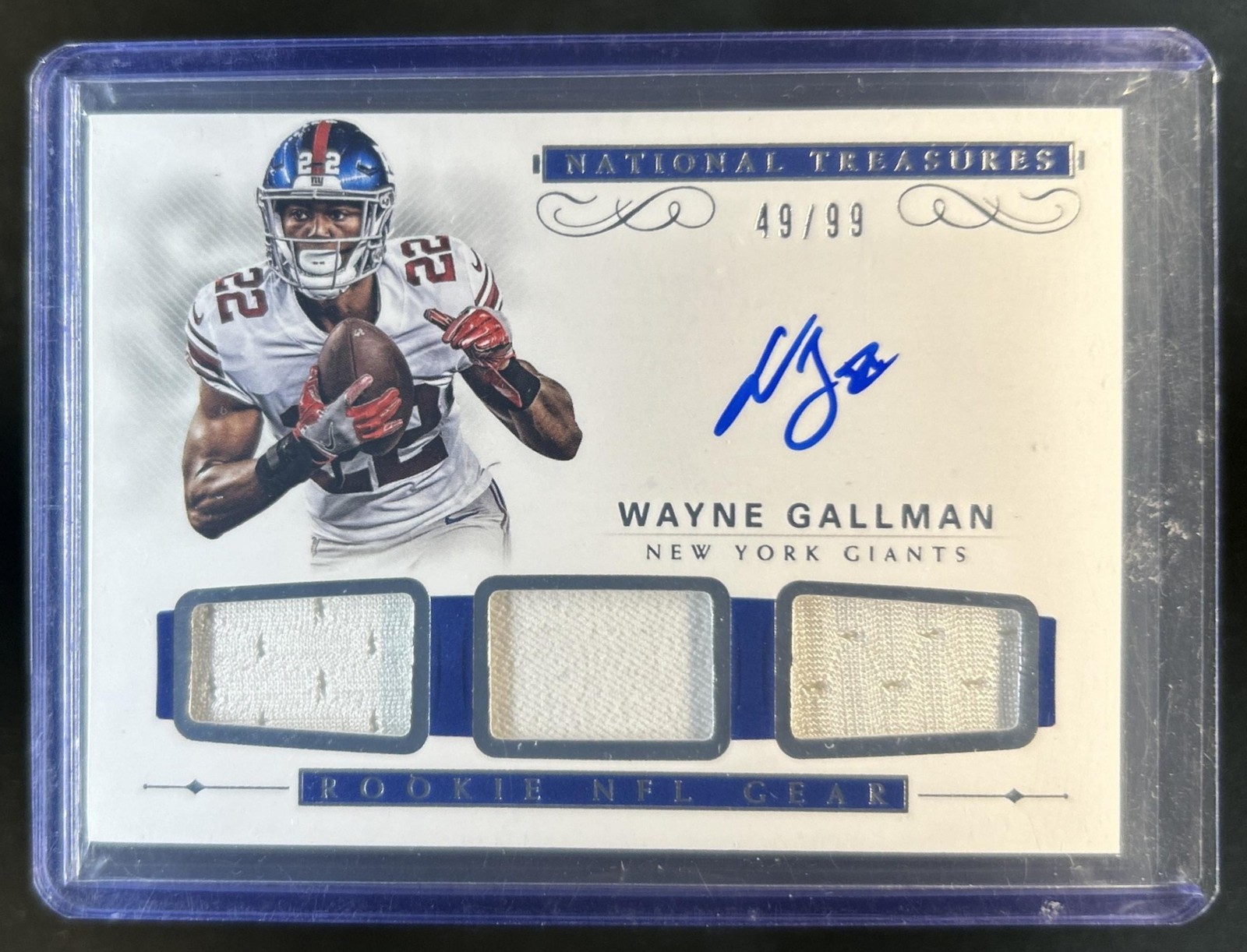 2017 National Treasures Wayne Gallman Rookie Signature Trios Jersey Auto RC #/99