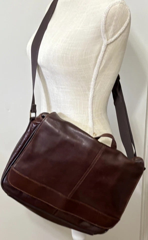 Maletín bandolera vintage Wilson de cuero marrón envejecido unisex Foto 4 de 4