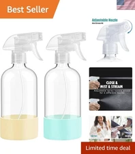 Glass Spray Bottle 16 oz Pack Reusable Spray Bottles with Adjustable Nozzle