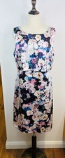 Review Floral Dress Size 14 Navy Layered Sleeveless Cocktail Work Classy RRP$239