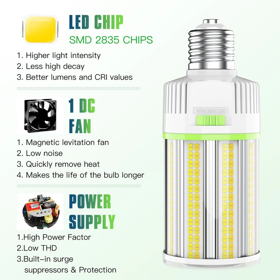 75W LED Corn Bulb Light 4.5K/5K/5.7K E39 Base, Commercial Warehouse Store Light - Image 4 of 4