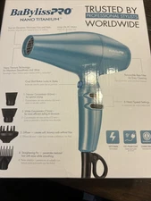 Babyliss Pro Nano Titanium Pro Hair Dryer Minimize Frizz Includes 4 Attachments