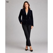Old Navy Velvet Blazer Jacket Womens Small Black Cotton Pockets Double Button