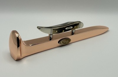 Case XX Railroad Spike Knife Stand W/Wood Case Shield & Magnets