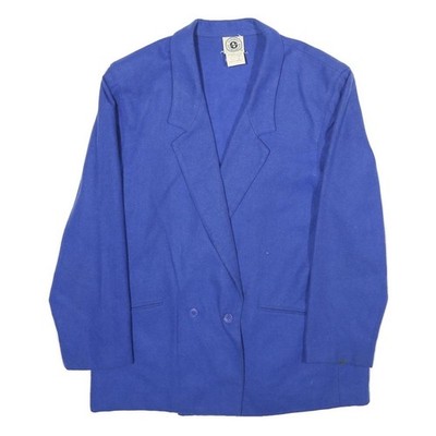 SUMMIT SPORTSWEAR Damen Wollmix Jacke Blau UK 14 Knopf Unifarben Classic