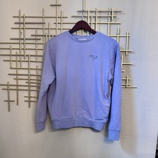 Fila Crewneck Sweatshirt Womens Small Lavender Embroidered Logo Pocket Pullover