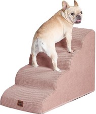 Curved Dog Stairs Ramp High Beds 19.7" H 4-Step Dog Steps Small Dogs  Cats Pet