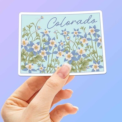 Columbine Flower Colorado Map Sticker