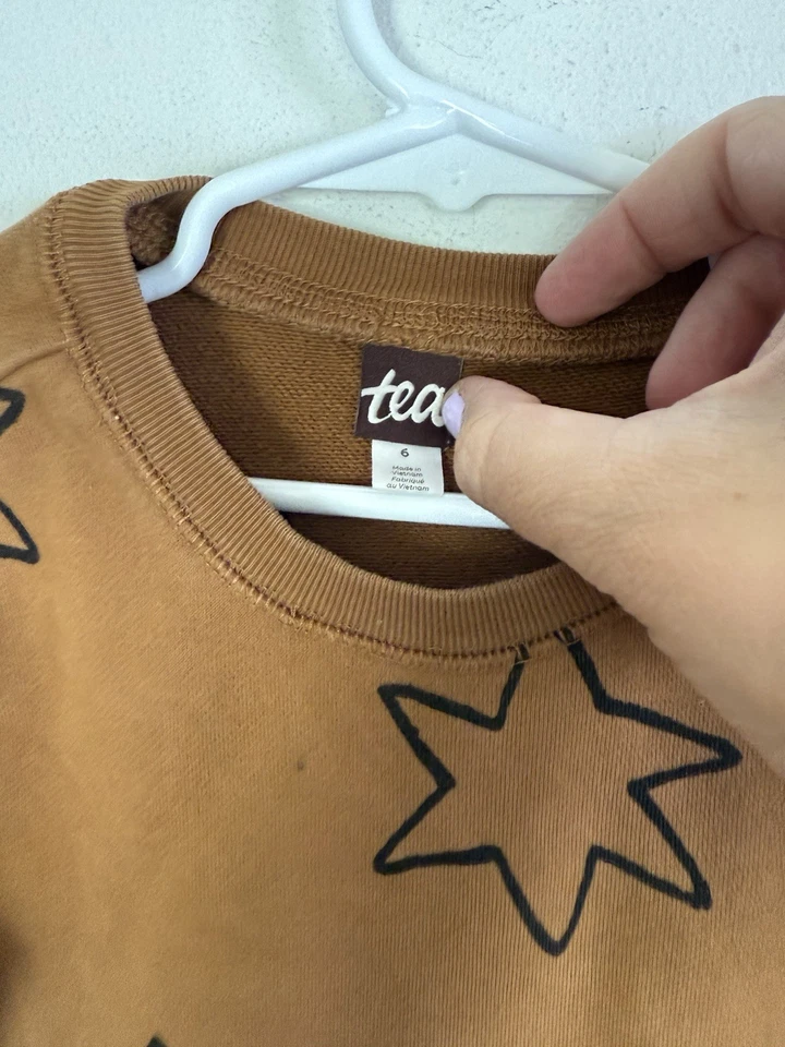 Suéter Tea Kids Unisex Estrellas Marrón Negro Cuello Redondo, Talla 6 Foto 3 de 4