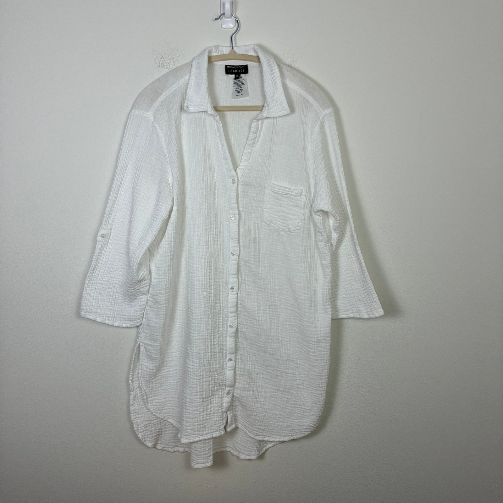 Miraclesuit Talbots Gauze Button Down Tunic Top X… - image 1