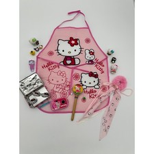 Sanrio Hello Kitty Kids Accessories Bundle Apron Tin Rings Figures Pink Os