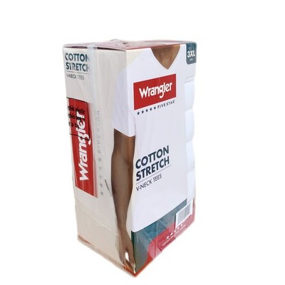 Wrangler  Men's Cotton Stretch V-NECK TEE 6-Pack   3XL (54-56)    ''GIFT BOX''