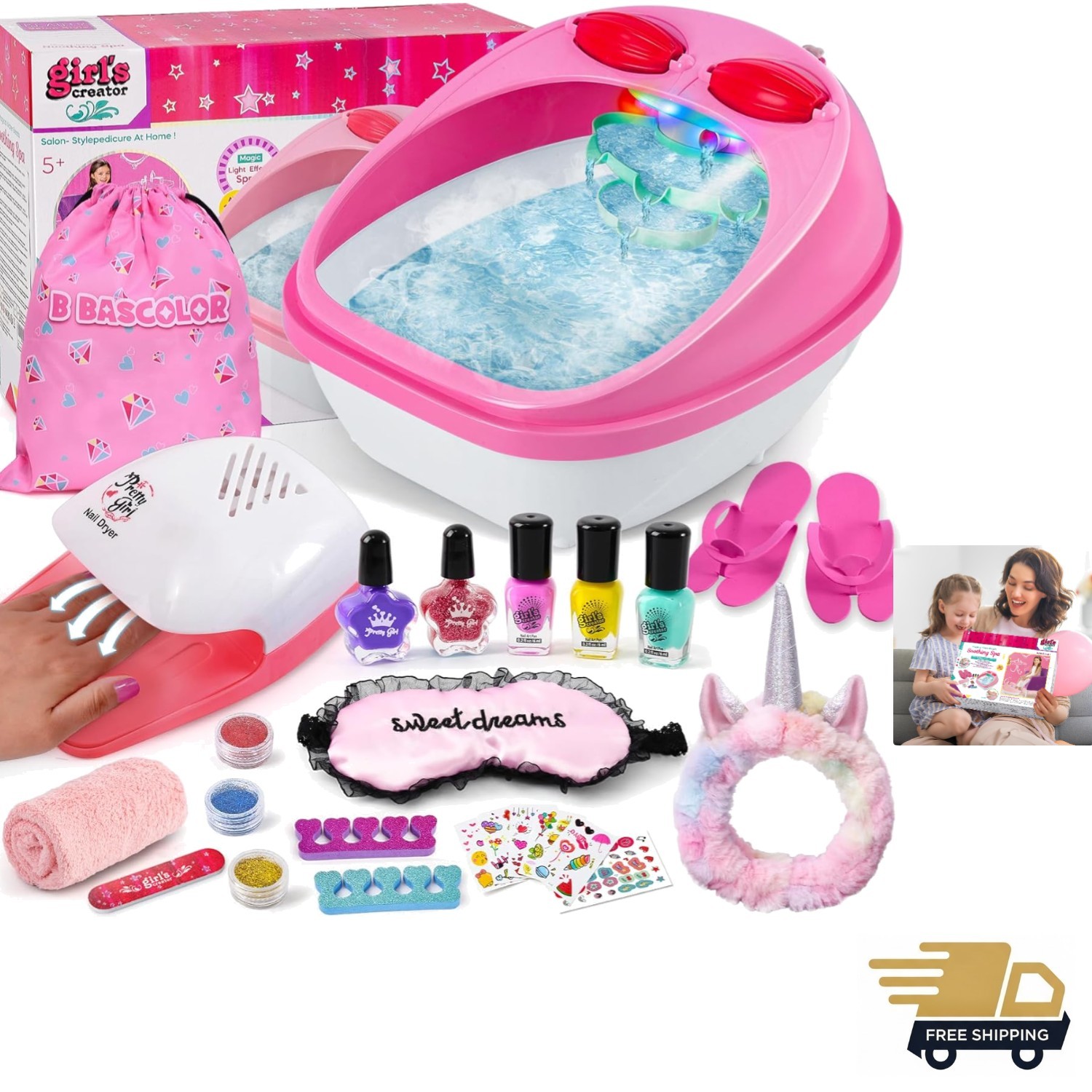 Kids Foot Spa & Nail Kit Set, Kids Spa Day Kit for Girls, Ma