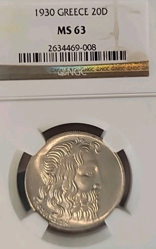 Greece 1930 20 Drachmai Rare High Superb Gem NGC 63PQ Full Luster  LV