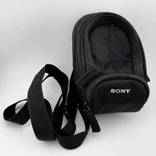 Sony Cyber-Shot Small Soft Black Camera Case Bag w/ Shoulder Strap