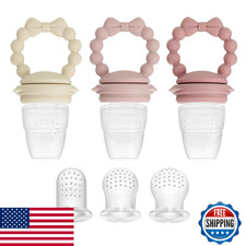 PandaEar 3-Pack Baby Fruit Food Feeder Pacifier, 3 Sizes, Silicone Teether 3-12M