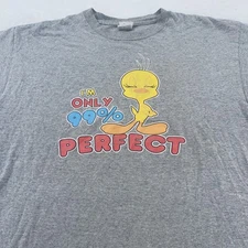Vintage Tweety Bird I'm Only 99% Perfect Shirt Mens L/XL Looney Tunes joke 90s